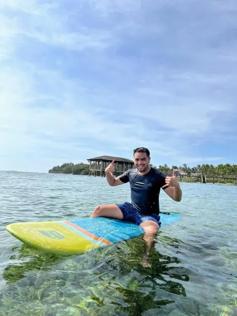 Merald surfing for the first time at Cloud 9, Siargao, Philippines